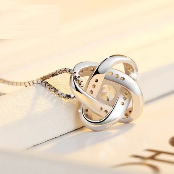 *NEW 925 Sterling Silver Diamond Infinity Necklace - Picture 2 of 8